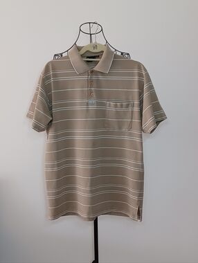 Body Glove Men’s Striped Polo Shirt - Size XL - Tan/Brown